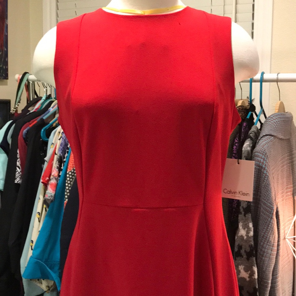 Calvin Klein red sheath dress